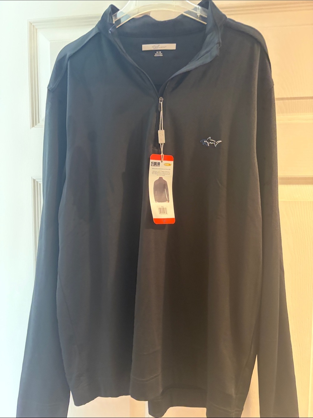 Greg Norman Collection Black Quarter-Zip Pullover with Shark Logo